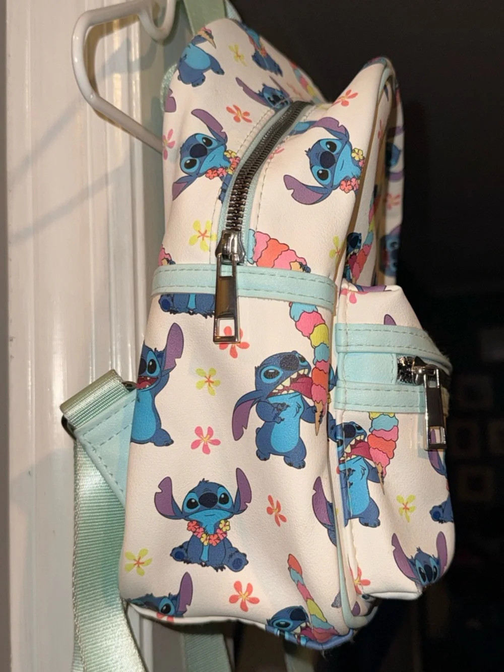 Disney Stitch Mini Backpack Hawaiian Ice Cream Print Blue Small Bag Cute